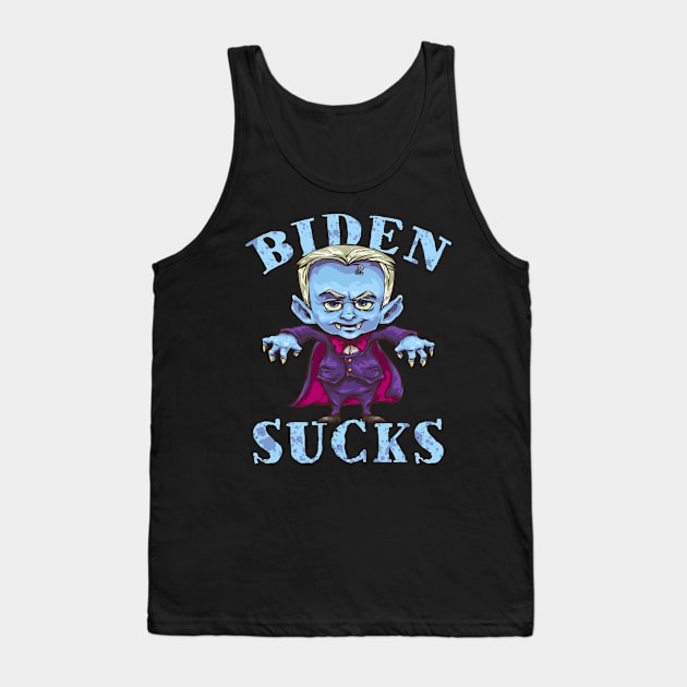 Biden Sucks Funny Halloween Vampire Joe Biden Tank Top by CultTees